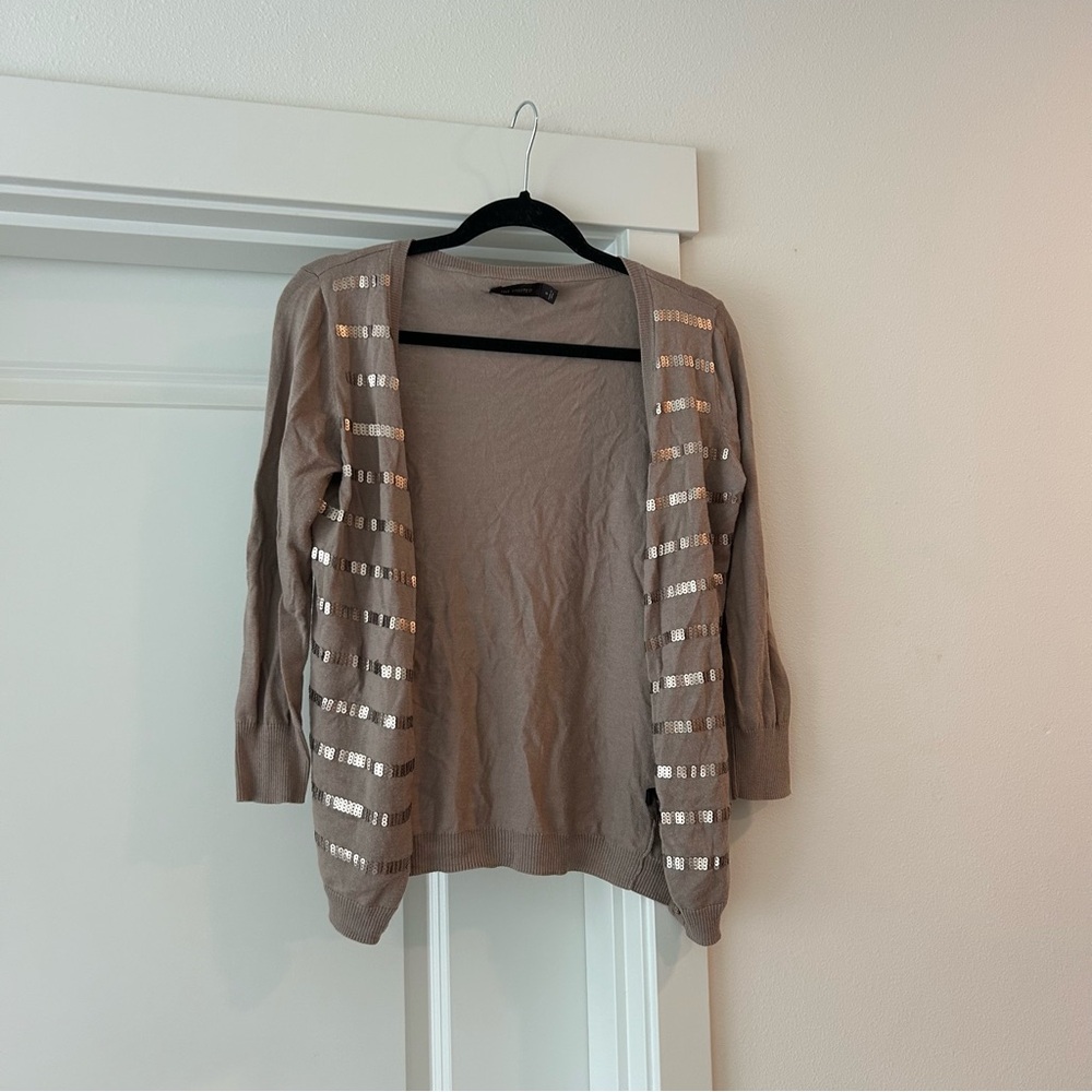 The limited tan sequence stripe cardigan